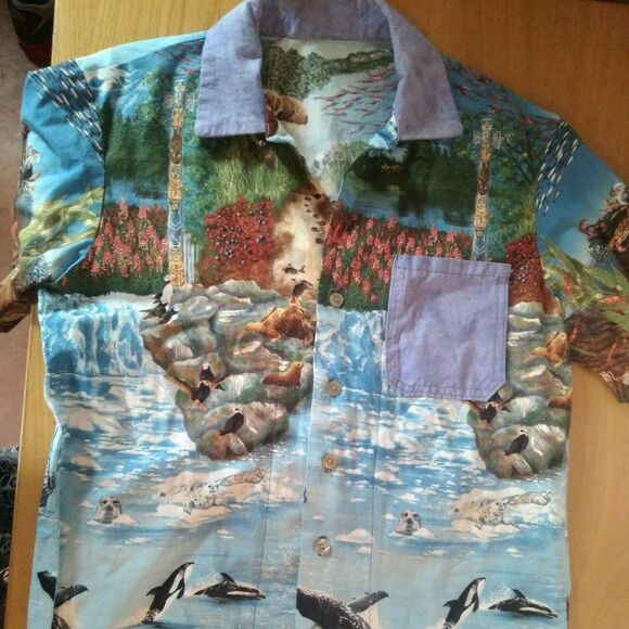 Vintage Hand Made Landscape Seascape AOP Shirt - Picture 3 of 6
